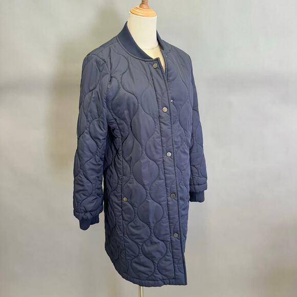 Banana Republic Water-resistant Quilted Long Coat in Navy Size Medium - Picture 4 of 15